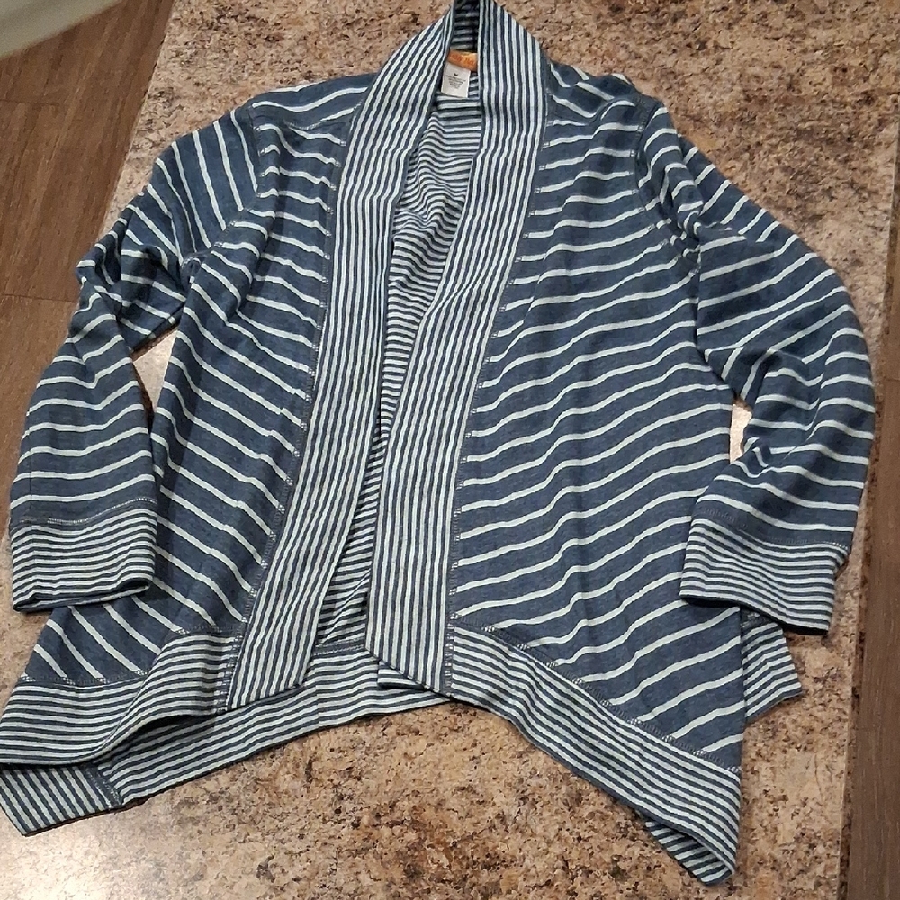 Ruby Rd. Navy and White Striped Cardigan